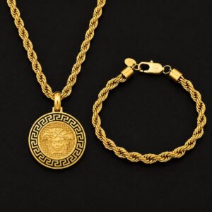 yellow gold chain and bracelet bundle